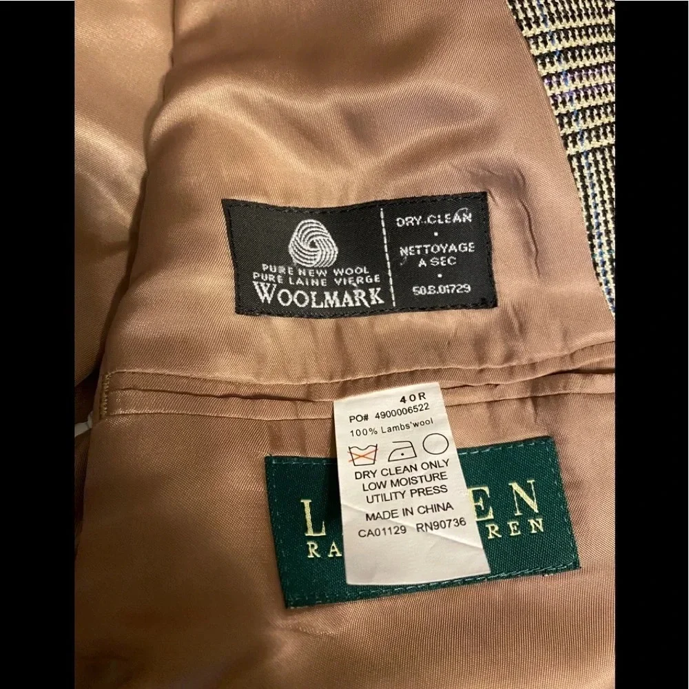Lauren Ralph Lauren Sport Coat 100% Wool Plaid Houndstooth